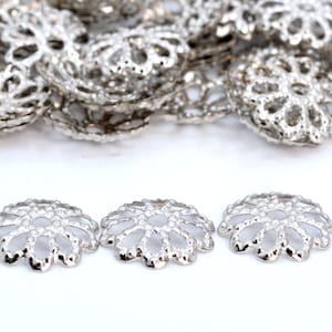 8MM Floral Bead Cap Silver Tone Zinc Alloy 200 Pcs Bulk Lot Options (62248-2255)