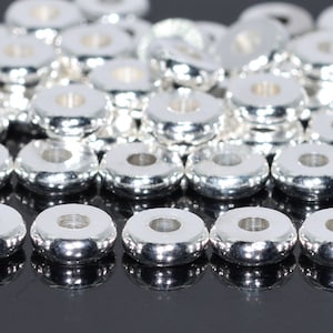 4x2MM 18k White Gold Tone Spacer Beads Rondelle 30 Pcs Bulk Lot Options (60334-1632)