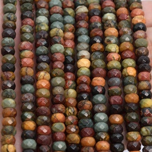 Red Creek Jasper Beads Grade AAA Genuine Natural Gemstone Faceted Rondelle Loose Beads 6MM 8MM 10MM Bulk Lot Options image 3