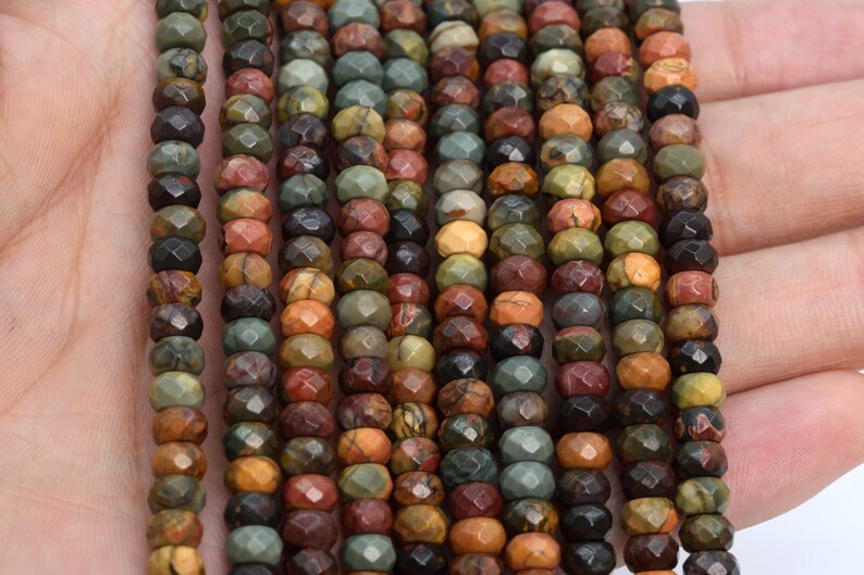 Red Creek Jasper Beads Grade AAA Genuine Natural Gemstone Faceted Rondelle Loose Beads 6MM 8MM 10MM Bulk Lot Options image 3