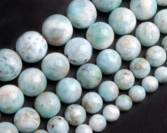 Light Blue Dominican Larimar Beads Genuine Natural Grade A Gemstone Round Loose Beads 6MM 8MM 10MM Bulk Lot Options