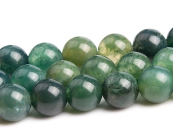 Botanical Moss Agate Beads Grade AAA Genuine Natural Gemstone Round Loose Beads 4MM 6MM 8MM 10MM 12MM Bulk Lot Options