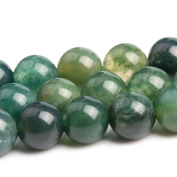 Botanical Moss Agate Beads Grade AAA Genuine Natural Gemstone Round Loose Beads 4MM 6MM 8MM 10MM 12MM Bulk Lot Options