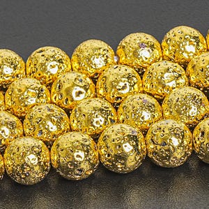 8 MM Gold vulkanische Lava Perlen Klasse A Edelstein runde lose Perlen 15 &quot;/ 7,5&quot; lose Lot-Optionen