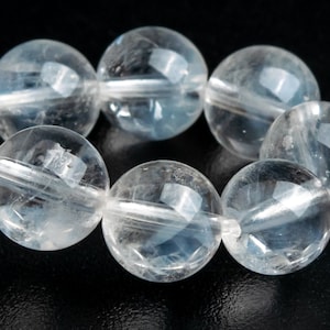 7MM Blue Needle Clear Crystal Quartz Beads Bracelet Grade AA Genuine Natural Round Gemstone 7&quot; (122832h-1317)