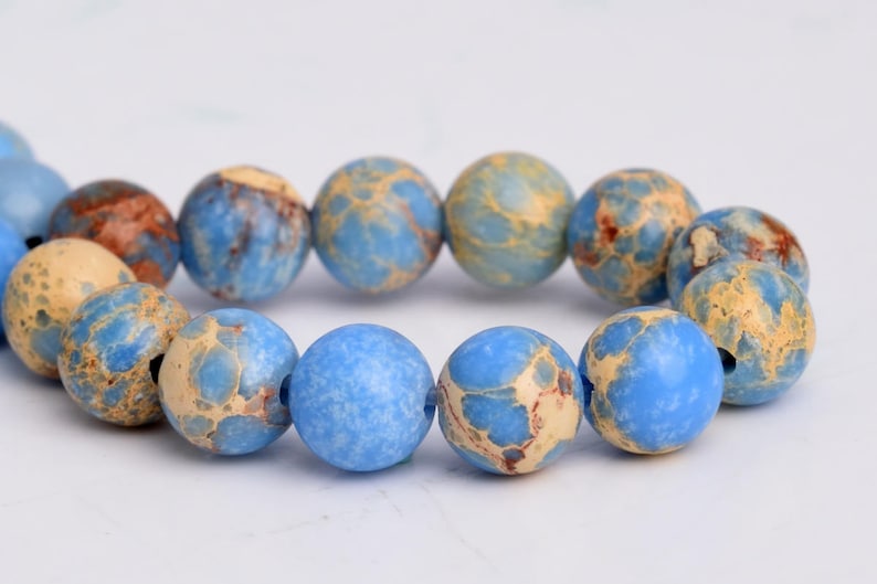 6MM Light Blue Sea Sediment Imperial Jasper Beads Grade AAA Natural Gemstone Round Loose Beads 15 BULK LOT 1,3,5,10 and 50 102757-601