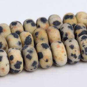 Perles de jaspe dalmatien mat, qualité AAA, véritables pierres précieuses naturelles, rondelles, perles en vrac, 6 mm et 8 mm, options de lot en gros