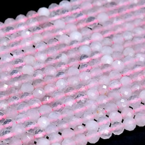 4MM Rose Quartz Beads Grade AAA Genuine Natural Gemstone Full Strand Faceted Round Loose Beads 14.5&quot; Bulk Lot Options (107683-2505)