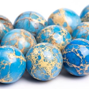 Carolina Blue Sea Sediment Imperial Jasper Beads Natural Stone Grade AAA Round Loose Beads 4MM 6MM 8MM 10MM Bulk Lot Options