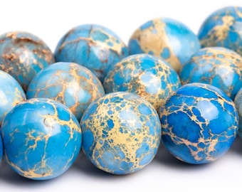 Carolina Blue Sea Sediment Imperial Jasper Beads Natural Stone Grade AAA Round Loose Beads 4MM 6MM 8MM 10MM Bulk Lot Options