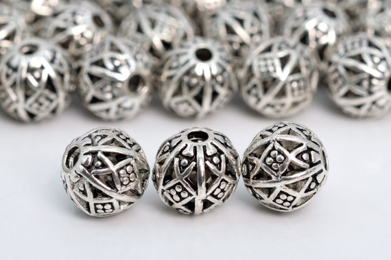 40 pezzi perline in argento antico perline distanziatrici rotonde