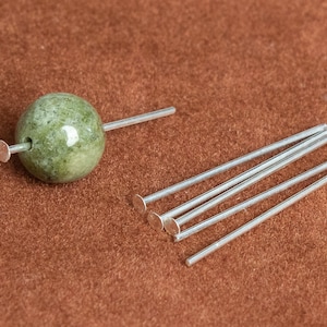 20x0.6MM Sterling Silver Head Pin Flat End 10 Pcs Solid Silver (64775-2172)