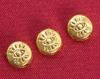 6x6x2MM Antique Gold Tone Spacer Beads Round With Eye 20 Pcs Bulk Lot Options (66186-228)