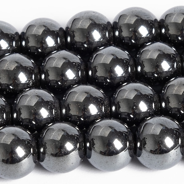 Cuentas de hematita negra grado AAA piedras preciosas redondas cuentas sueltas 2MM 4MM 6MM 8MM 10MM Opciones de lote a granel