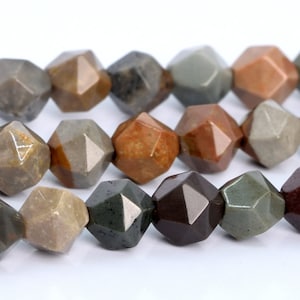 American Picture Jasper Beads Star Cut Faceted Grade AAA Genuine Natural Gemstone Loose Beads 6MM 8MM 10MM Bulk Lot Options