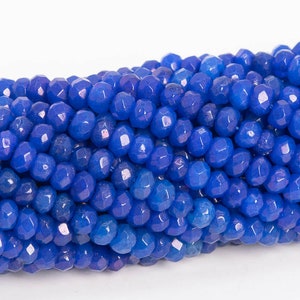 3x2MM Royal Blue Jade Beads Grade AAA Natural Full Strand Faceted Rondelle Loose Beads 14.5&quot; Bulk Lot Options (110847-3253)