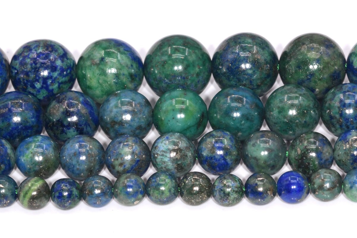 15MM Natural Matte Azurite Grade AAA Round Gemstone Loose Beads 4" 