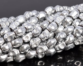 8x5MM Silver Hematite Beads Skull Grade AAA Natural Gemstone Full Strand Loose Beads 15.5" BULK LOT 1,3,5,10 and 50 (104540-1234)