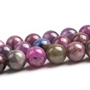 Multicolor Ruby Sapphire Beads Genuine Natural Grade A+ Gemstone Round Loose Beads 5MM 6MM Bulk Lot Options