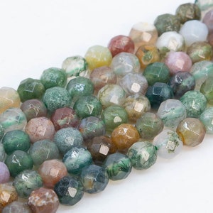 4MM Indian Agate Beads Grade AAA Genuine Natural Gemstone Faceted Round Loose Beads 14.5&quot; / 7.5&quot; Bulk Lot Options (100757)