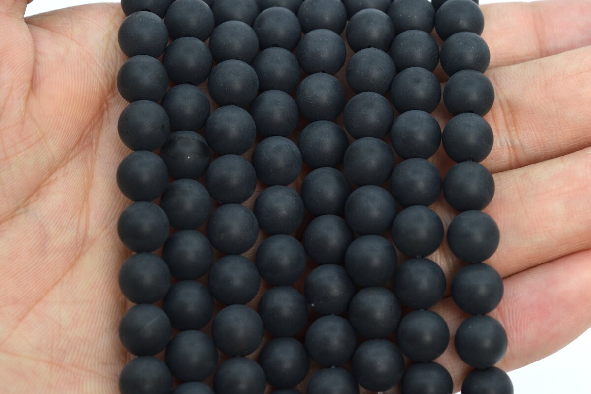 Perline Di Pietra Preziosa Di Agata Nera Naturale Da 4 Mm, Perline