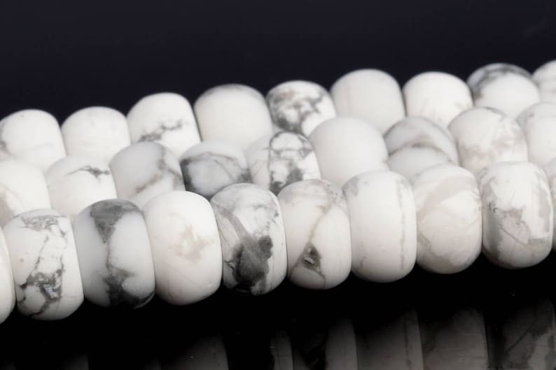 8x5MM Matte White Howlite Beads Grade AAA Genuine Natural Gemstone Full Strand Rondelle Loose Beads 15 7.5 Bulk Lot Options 103501