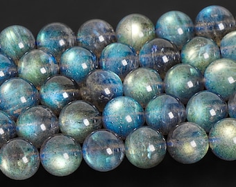 Cuentas de labradorita azul grisáceas de 6 mm, grado AAAA, piedra preciosa natural para joyería (127556)