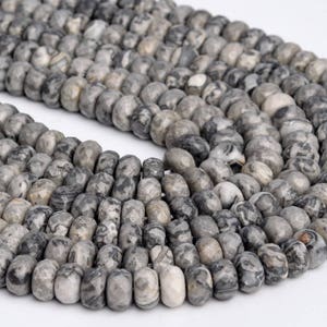 4mm Grey Lace Jasper Gemstone Grey Round 4mm Loose Beads 15.5