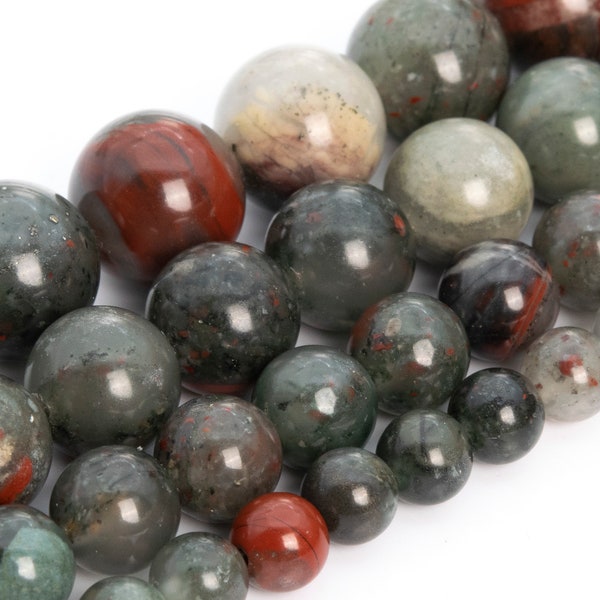 Blood Stone Beads Grade AAA Genuine Natural Gemstone Round Loose Beads 4MM 6MM 8MM 10MM 12MM Bulk Lot Options