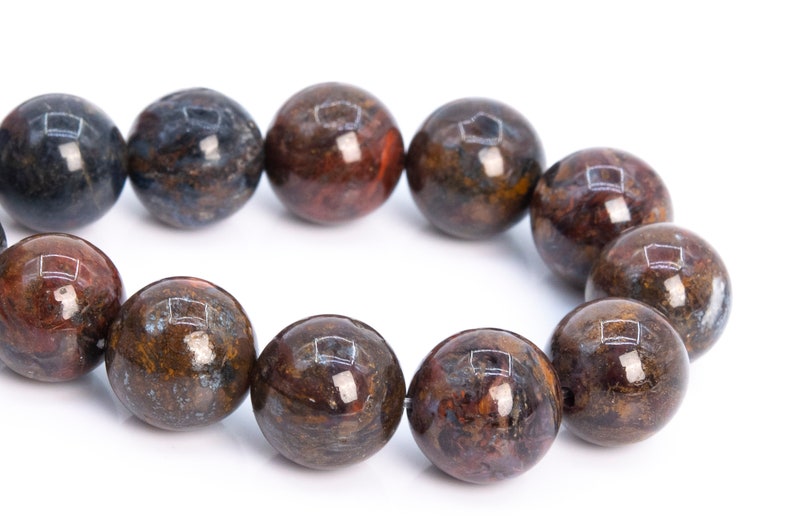 112665h-3542 10-11MM Blue Brown Pietersite Beads Grade AAA Genuine Natural Gemstone Half Strand Round Loose Beads 7