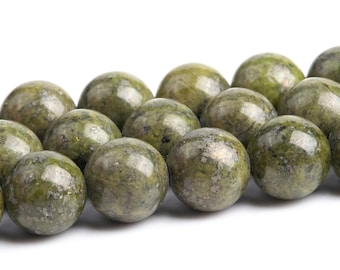 Green Epidote Pyrite Inclusion Beads Genuine Natural Grade AAA Gemstone Round Loose Beads 6MM 8MM 10MM Bulk Lot Options