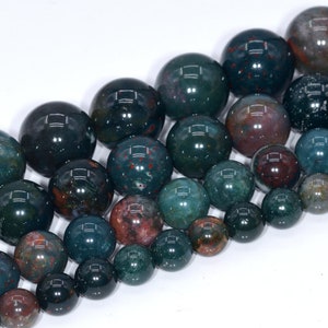 Dark Green Blood Stone Beads Grade AAA Genuine Natural Gemstone Round Loose Beads 4MM 6MM 8MM 10MM Bulk Lot Options image 5