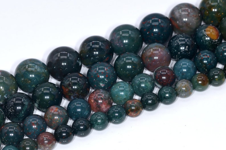 Dark Green Blood Stone Beads Grade AAA Genuine Natural Gemstone Round Loose Beads 4MM 6MM 8MM 10MM Bulk Lot Options image 5