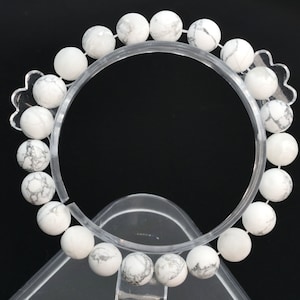 8MM Matte White Howlite Beads Bracelet Grade AAA Genuine Natural Round Gemstone 7&quot; BULK LOT 1,3,5,10 and 50 (106744h-062)
