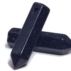 2 Pcs 30x8MM Night Sky Blue Goldstone Beads Healing Hexagonal Pointed AAA Loose Beads BULK LOT 2,4,6,12,50 (103279-720)