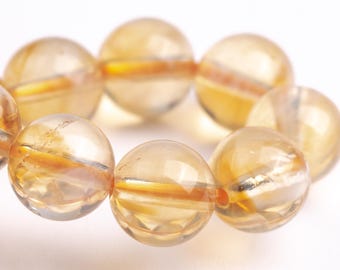 Light Yellow Citrine Beads Genuine Natural Brazil Grade AA Gemstone Round Loose Beads 7MM 7-8MM 8MM 8-9MM 10MM Half Strand Bulk Lot Options