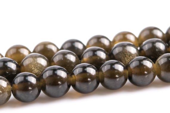 4MM Golden Obsidian Beads Grade AA Genuine Natural Gemstone Round Loose Beads 15" / 7.5" Bulk Lot Options (117589)