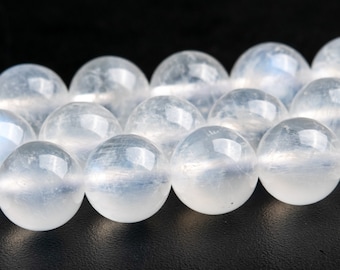 8-9MM Transparent Rainbow Moonstone Beads Grade AAA Genuine Natural Gemstone Round Loose Beads 15.5" / 7.5" Bulk Lot Options (118664)