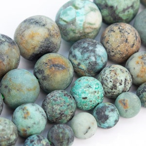 Matte African Turquoise Beads Grade AAA Genuine Natural Gemstone Round Loose Beads 4MM 6MM 8MM 10MM Bulk Lot Options image 1