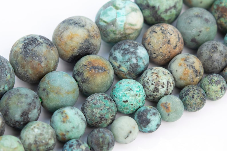 Matte African Turquoise Beads Grade AAA Genuine Natural Gemstone Round Loose Beads 4MM 6MM 8MM 10MM Bulk Lot Options image 1