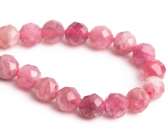 3-4MM Pink Tourmaline Beads Brazil Genuine Natural Gemstone Half Strand Faceted Round Loose Beads 7.5" Bulk Lot Options (107631h-2493)