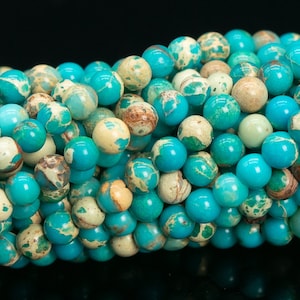 3MM Blue Green Sea Sediment Imperial Jasper Beads AAA Natural Gemstone Full Strand Round Loose Beads 15&quot; Bulk Lot Options (111276-3345)