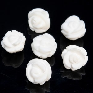 5 Beads White Tridacna Giant Clam Shell Handcrafted Beads Rose Carved Genuine Natural Flower Gemstone 12MM 14MM Bulk Lot Options