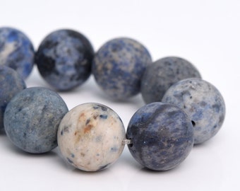 12MM mattblaue Dumortieritperlen Güteklasse AAA Echter natürlicher Edelstein Halbstrang Runde lose Perlen 7,5" BULK LOT 1,3,5,10,50 (105312h-1509)