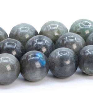 9-10MM Gray Labradorite Beads Madagascar Grade AB Genuine Natural Gemstone Round Loose Beads 15.5&quot; / 7.5&quot; Bulk Lot Options (115932)