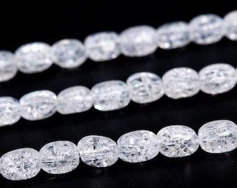 6x5MM White Crystal Quartz Crack Pattern Beads Pebble Nugget Grade AAA Genuine Natural Loose Beads 15.5"/7.5" Bulk Lot Options (116632)