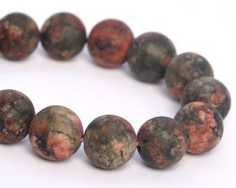8MM Matte Brown Green & Red Jade Beads Grade AAA Natural Gemstone Half Strand Round Loose Beads 7.5" Bulk Lot Options (106998h-2089)