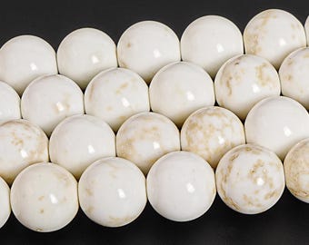 4/6/8/10MM White Round Magnesite Beads Grade AA Gemstone Full Strand Loose Beads Bulk Lot Options for Jewelry Making