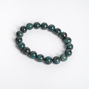 Dark Blue Green Chrysocolla Beads Bracelet 7.5&quot; Genuine Natural 8MM 10MM Round Gemstone