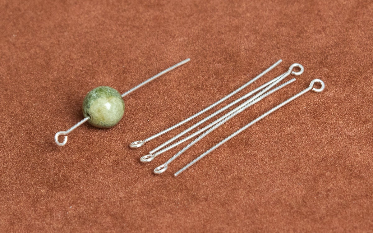 35x0.6MM Sterling Silver Eye Pin 10 Pcs Solid Silver Bulk Lot Etsy